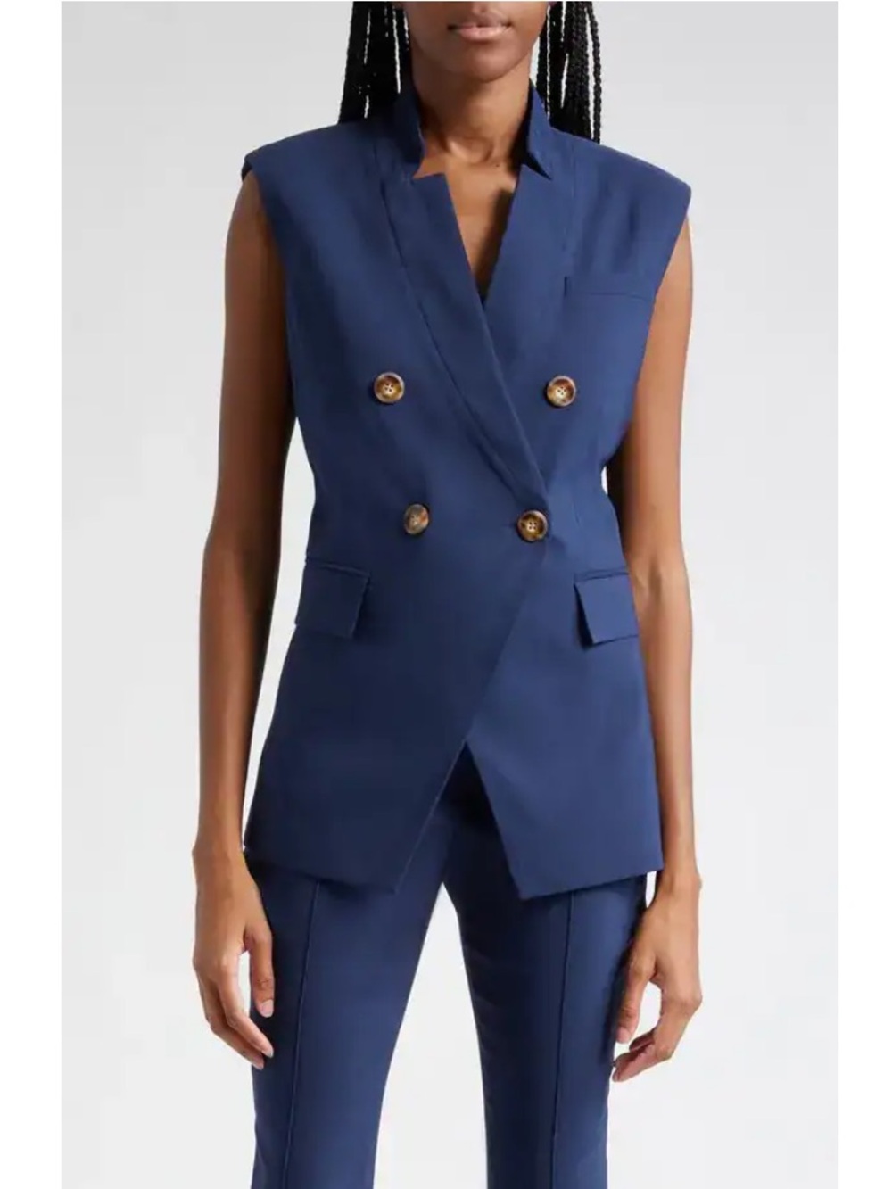 VERONICA BEARD Amika Double Breasted Vest Blue Sz 0